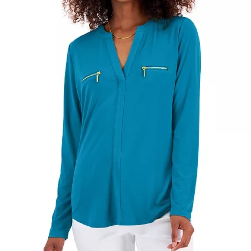 I.N.C. International Concepts Zip-Pocket Blouse